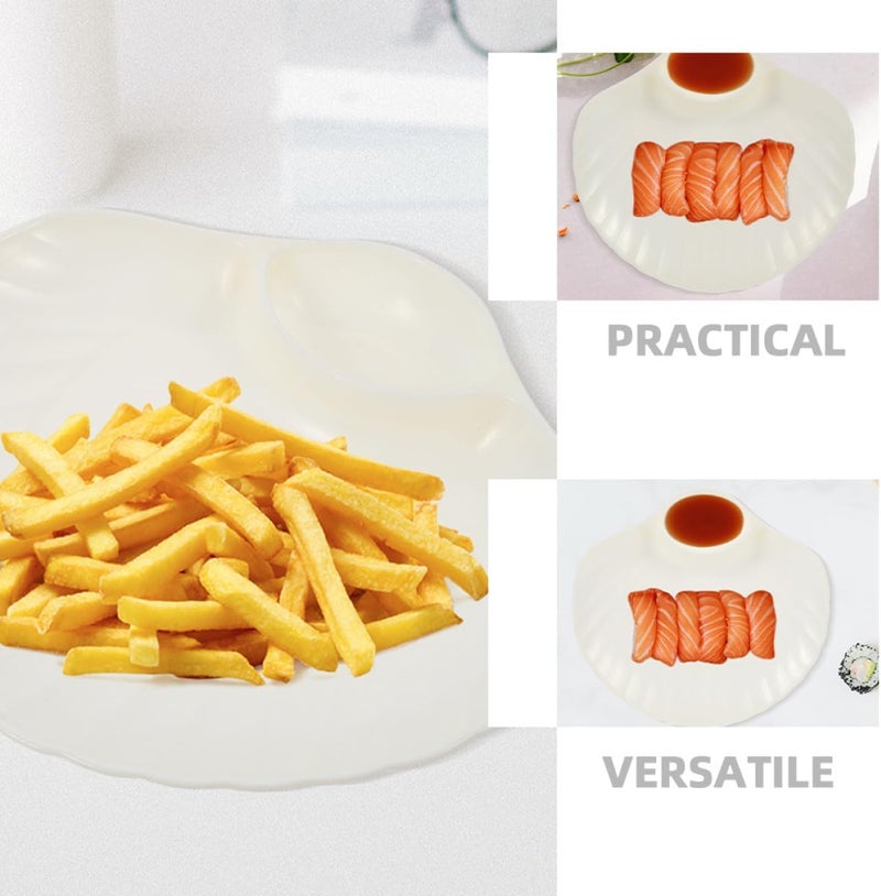 5pcs Pearl White Pp Seashell Sauce Plates for Sushi Dumplings Sashimi Serving, Shell-shaped Japanese Dip Dishes Snack and Fruit Appetizer Platters for Home and Party - Image 3