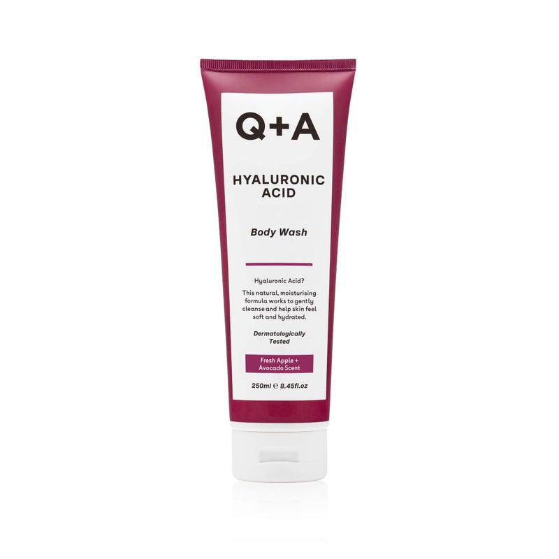 Q+A Hyaluronic Acid Body Wash (250ml), Nourishing Body Care, Sensitive Shower Gel, Gel Cleanser for Sensitive Skin, Deep Moisture with Saccharide Isomerate, Fresh Apple & Avocado Scent - Image 1