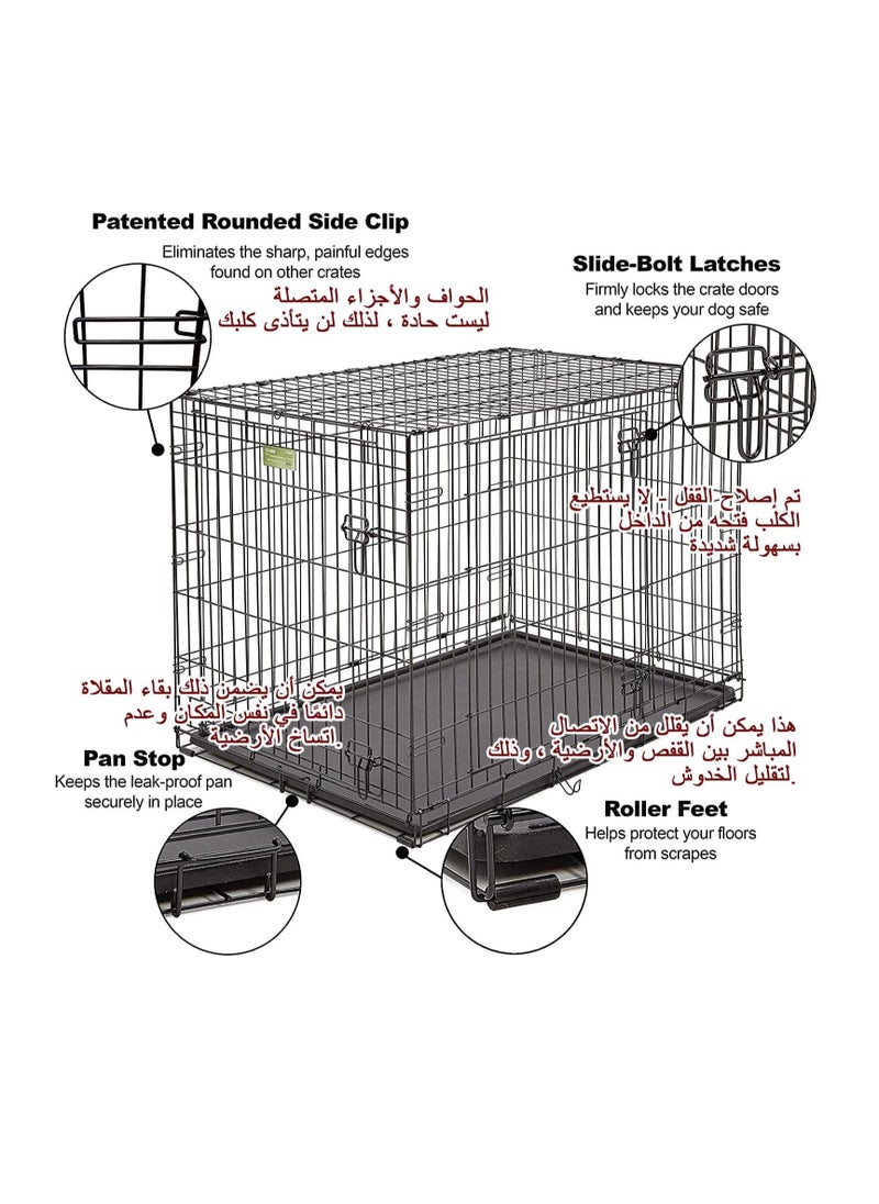 NNC PETS Metal cage for Small to Large breeds, Foldable Multi-functional pet fence with Lockable doors, Pull-out tray and Durable metal wire, Pet playpen for Indoor/outdoor use, Dog kennel, 107 cm (Black)  - Image 3