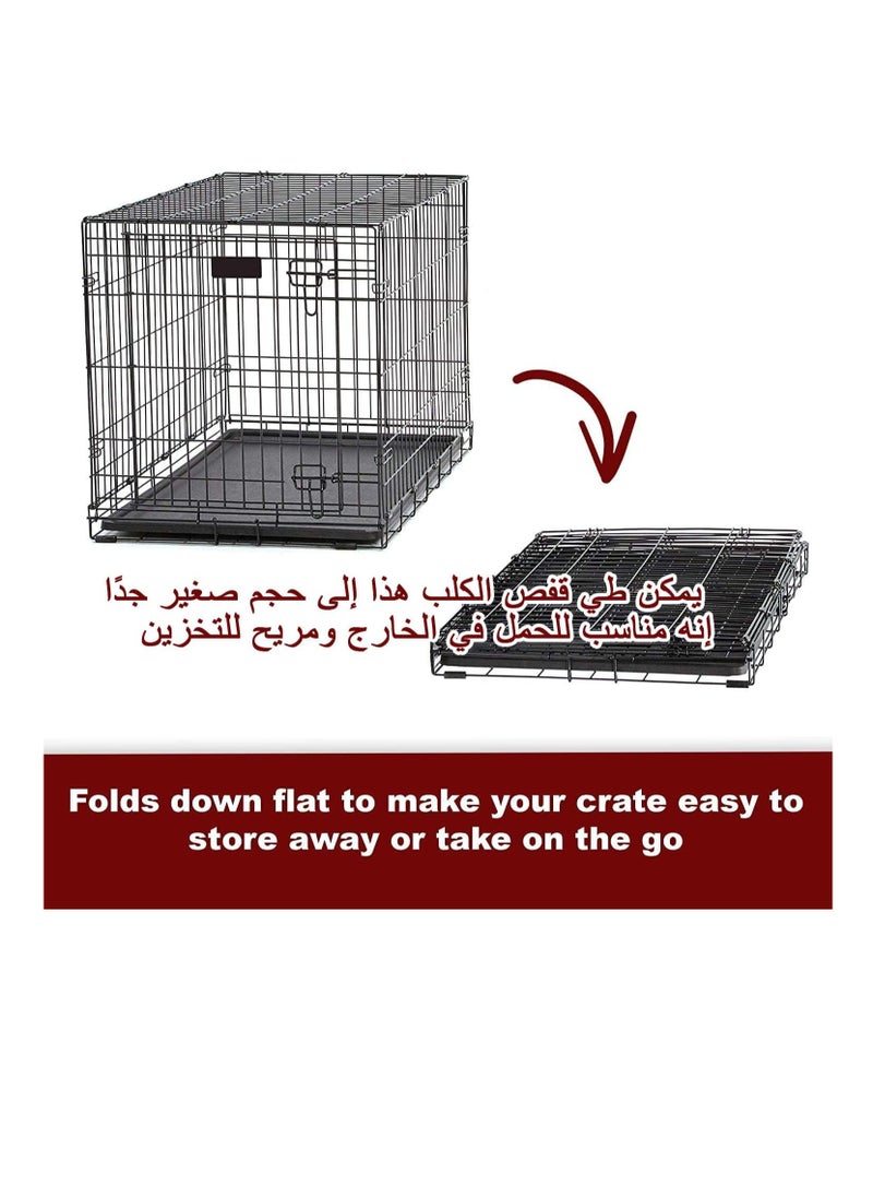 NNC PETS Metal cage for Small to Large breeds, Foldable Multi-functional pet fence with Lockable doors, Pull-out tray and Durable metal wire, Pet playpen for Indoor/outdoor use, Dog kennel, 107 cm (Black)  - Image 4