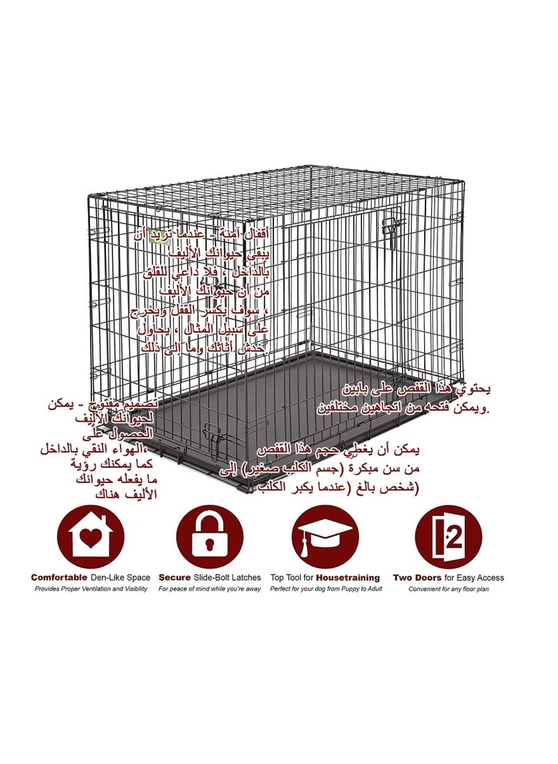 NNC PETS Metal cage for Small to Large breeds, Foldable Multi-functional pet fence with Lockable doors, Pull-out tray and Durable metal wire, Pet playpen for Indoor/outdoor use, Dog kennel, 107 cm (Black)  - Image 2