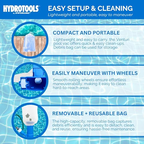 SWIMLINE HYDROTOOLS فنتوري جت مكنسة حمام السباحة - منظف مدمج للوحدات القابلة للنفخ والأرضية المرتفعة، أحواض الاستحمام والسبا، متصل بالخرطوم، أزرق، صغير - Image 3