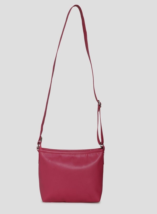 VARA Crossbody Handbag with Heart Design Print, White and Pink, Adjustable Strap - Image 2