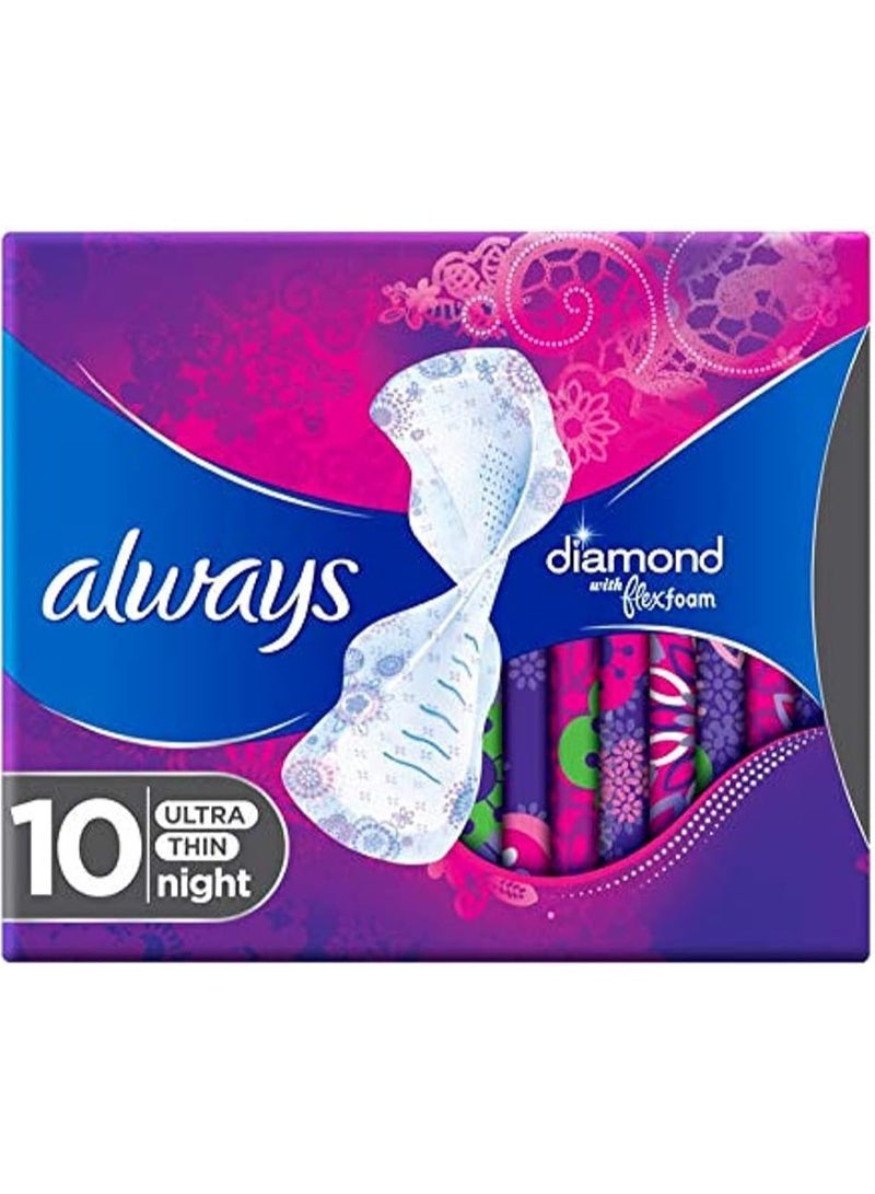 Always 10 PC Diamond FlexFoam Large Pads – With Wings for Revolutionary Comfort!