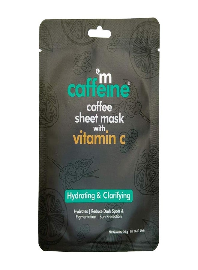 mCaffeine Coffee Sheet Mask with Vitamin C - Hydrating Face Masks with Hyaluronic Acid - Sun Protection - Dark Spot and Pigmentation Reduction - 1 pc - Image 1