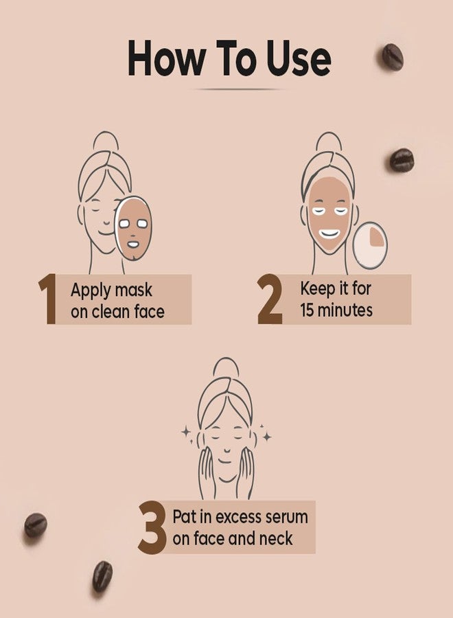 mCaffeine Coffee Sheet Mask with Vitamin C - Hydrating Face Masks with Hyaluronic Acid - Sun Protection - Dark Spot and Pigmentation Reduction - 1 pc - Image 5