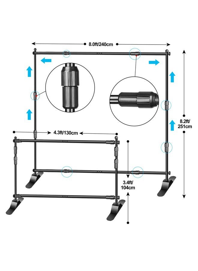 EMART 8 x 8ft (W x H) Adjustable Photo Backdrop Banner Stand with Telescopic Tubes, Suitable for Trade Shows, Professional Photography Booths, and Step and Repeat Background Displays - Image 3