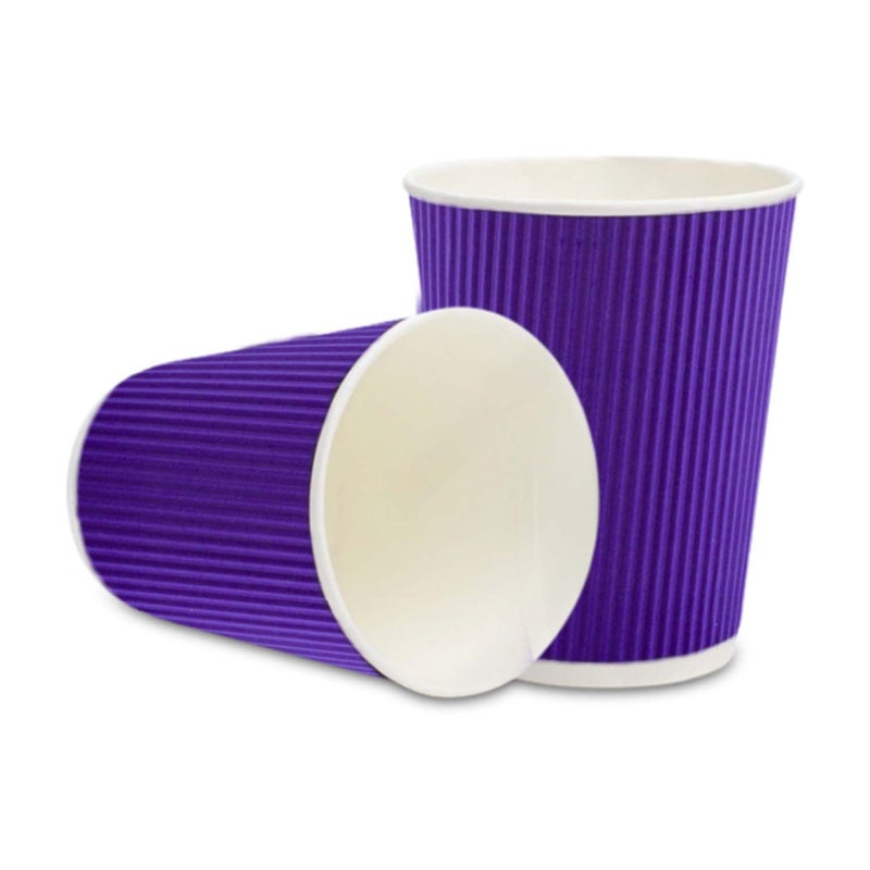Restaurantware Restaurantware12 Ounce Disposable Coffee Cups 500 Ripple Wall Hot Cups For Coffee  Lids Sold Separately Rolled Rim Royal Purple Paper Insulated Coffee Cups For Hot Coffee Tea And More 