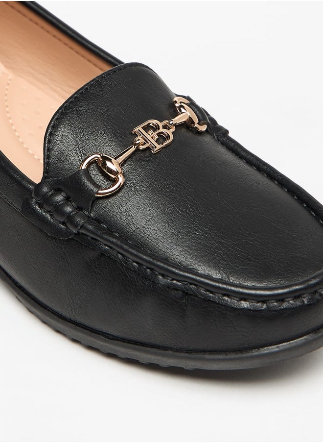 Flora Bella By Shoexpress - Solid Slip-On Loafers with Wedge Heels and Metallic Accent - Image 1