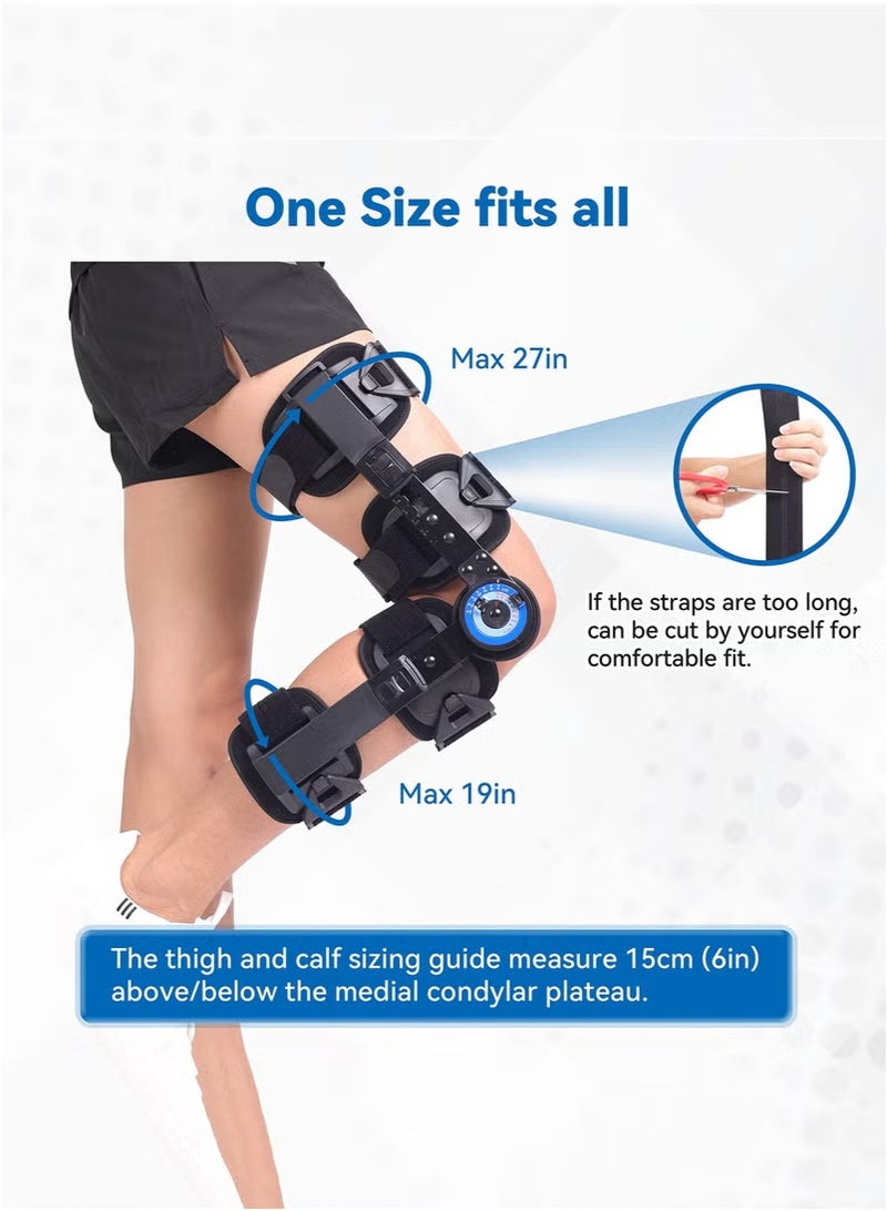 XiuWoo Hinged ROM Knee Brace, Post Op Knee Brace for Recovery Stabilization, ACL, MCL and PCL Injury, Adjustable Medical Orthopedic Support Stabilizer After Surgery, Women and Men - Image 3