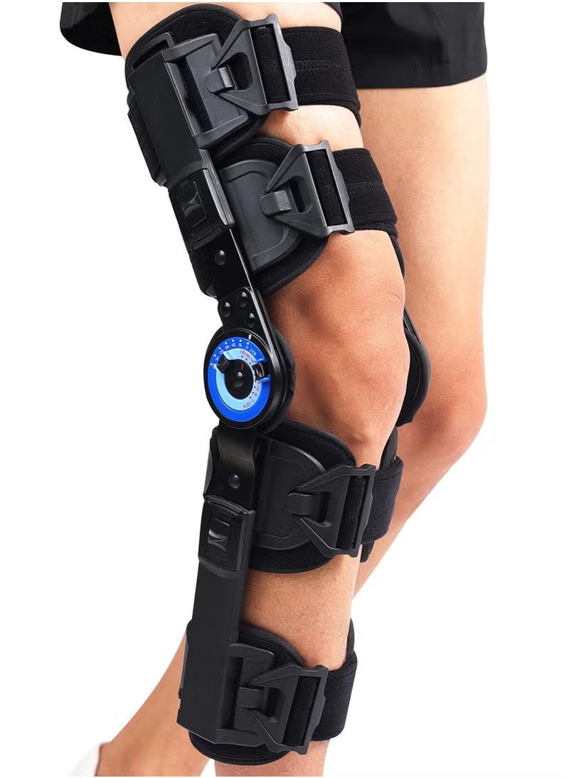 XiuWoo Hinged ROM Knee Brace, Post Op Knee Brace for Recovery Stabilization, ACL, MCL and PCL Injury, Adjustable Medical Orthopedic Support Stabilizer After Surgery, Women and Men - Image 1