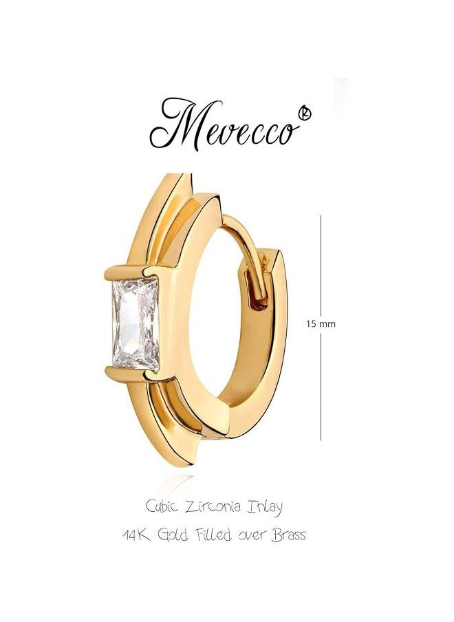 Mevecco - Women Huggie Earrings Gold Hoop Sleeper 14K Gold Filled Small Simple Handmade Hypoallergenic Everyday Jewelry - Image 1