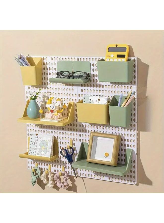 White 2pcs No Drill Wall Shelf with Hooks Multifunctional Storage Rack Space Saving for Kitchen Bathroom Office Dorm - Image 4