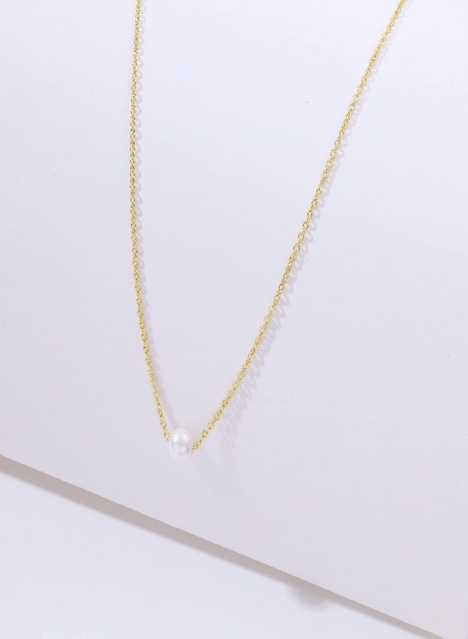 Kyerlyn Dainty Pearl Pendant Necklaces for Women 14K Gold Plated Handmade Layered Pearl Chain Necklace Delicate Layered Freshwater Pearl Necklace Everyday Jewelry Gift, Brass, Pearl - Image 5