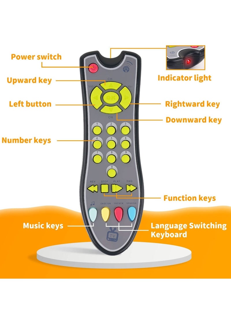 SYOSI - Musical TV Remote Control Toy with Light and Sounds Language Development Toy from Number 0 9 in English French Spainsh - Image 1