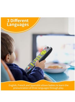 SYOSI Musical TV Remote Control Toy with Light and Sounds Language Development Toy from Number 0 9 in English French Spainsh  - Image 4