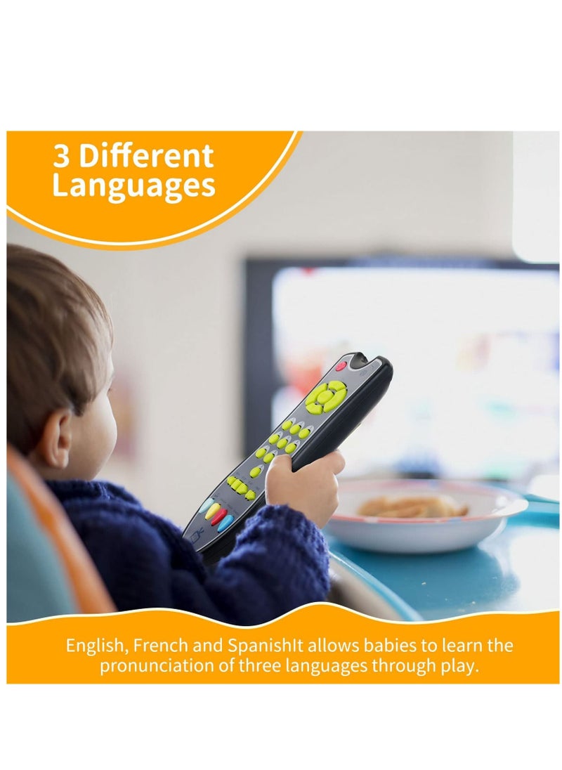 SYOSI - Musical TV Remote Control Toy with Light and Sounds Language Development Toy from Number 0 9 in English French Spainsh - Image 1
