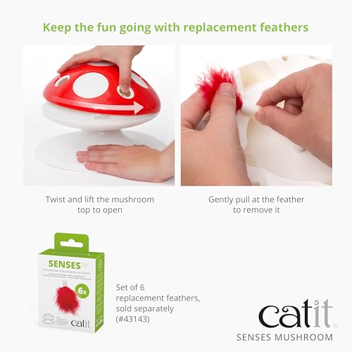 Catit Senses 2.0 Mushroom - 360 Degree Interactive Feather Toy for Cats with Two Play Modes - Image 5