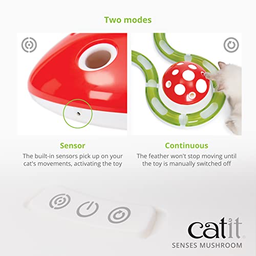 Catit Senses 2.0 Mushroom - 360 Degree Interactive Feather Toy for Cats with Two Play Modes - Image 4