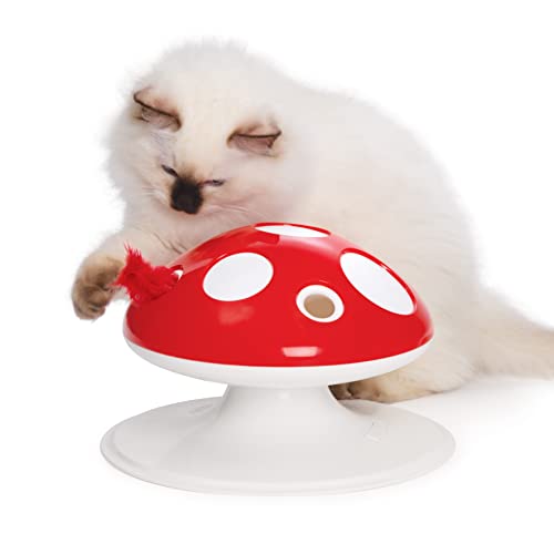 Catit Senses 2.0 Mushroom - 360 Degree Interactive Feather Toy for Cats with Two Play Modes - Image 1
