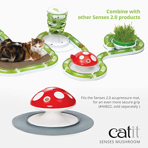 Catit Senses 2.0 Mushroom - 360 Degree Interactive Feather Toy for Cats with Two Play Modes - Image 3