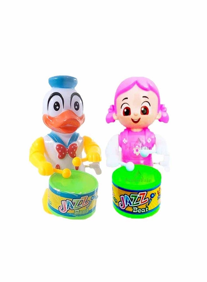 ROSEFAIR Cute Drummer Toy with Drumming and Dancing Action for Kids Baby Rattle Toys Set Toddler Kids Key-Operated Toys Kids (DUCK-PINK-PAC-02) - Image 1