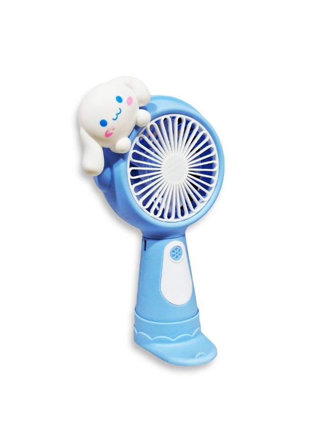 Cute cartoon handheld fan, 3 different speeds, USB rechargeable battery for easy use anywhere, small and lightweight design perfect for carrying in your bag or on your desk, safe materials and attractive design for kids and adults, tabletop fan holder, great summer gift - Image 2