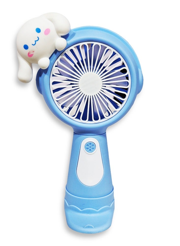 Cute cartoon handheld fan, 3 different speeds, USB rechargeable battery for easy use anywhere, small and lightweight design perfect for carrying in your bag or on your desk, safe materials and attractive design for kids and adults, tabletop fan holder, great summer gift - Image 1