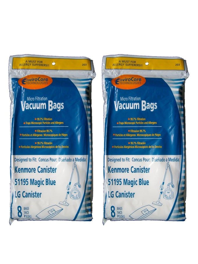 ENVIROCARE Replacement Micro Filtration Vacuum Cleaner Dust Bags made to fit Kenmore Canister Type M 51195 Magic Blue and LG Canisters 16 bags - Image 1