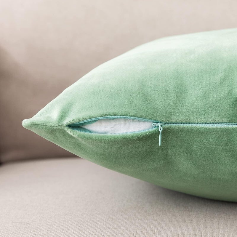 NiNi ALL Decorative Throw Pillow Covers Pack of 2, Velvet Cushion Case for Couch Bedroom Living Room Outdoor, Pillow Covers 18x18 Inch（45 x 45 cm） Sage Green - Image 5