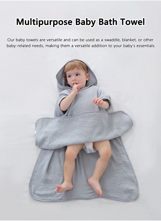 momnestle Baby Bath Towel with Hood Soft Cotton Fabric Hooded Baby Towels Bath Wrap for Beach Shower for Kids Aged 0-6 Years  - Image 2