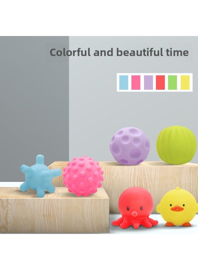 Loquat Biai Baby Toys Pinch Hand Ball Barrel Bath Water Playing Bathroom Toys 0-3 Years Old Perception Massage Ball-Color:8498A 10-piece Barrel Set - Image 2