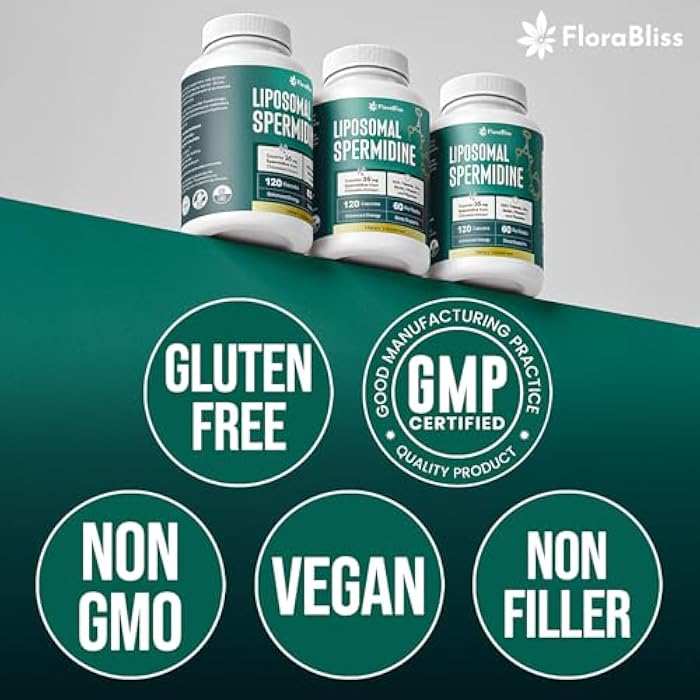 FloraBliss 35mg Spermidine Supplement from Chlorella with Thiamin, Zinc, Biotin, & Vitamin C | 120 Capsules | Gluten-Free | 60-Day Supply - Image 5