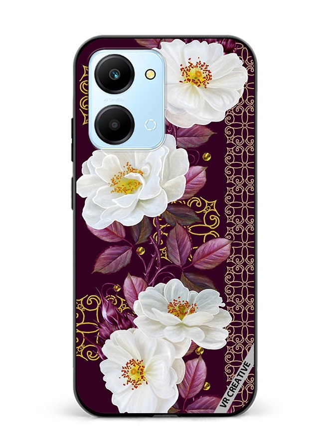 VR CREATIVE Protective Case Cover For Honor Play7T Vertical Floral Border Pattern Design Multicolour - Image 1