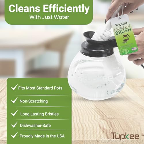 Tupkee Coffee Pot Cleaning Brush – Non Scratching, Long Lasting Bristles, Curved Coffee Decanter Cleaning Brush - Great for Offices and Restaurants - Image 3