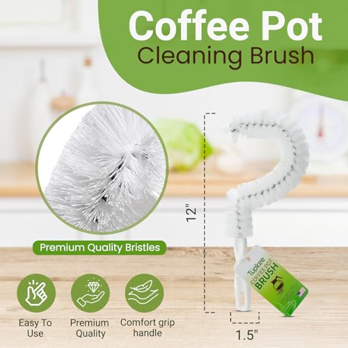 Tupkee Coffee Pot Cleaning Brush – Non Scratching, Long Lasting Bristles, Curved Coffee Decanter Cleaning Brush - Great for Offices and Restaurants - Image 2