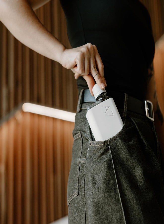 memobottle A7 (Cool Grey) Bundle - 6oz (180ml) - Bottle, Silicone Sleeve & lid | Compact Flat Bottle for Bags & Pockets | BPA Free Tritan | Modern & Minimalist | for Gym, Work & Travel - Image 2