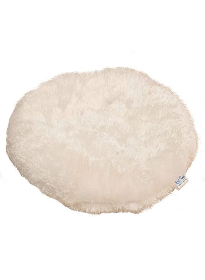 NEXTGO Round Floor Cushion Soft Fur Meditation Yoga Siting Mat Extra Large (68.58 x 68.58) Milky White - Image 1