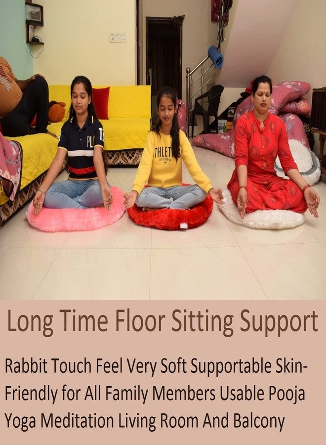 NEXTGO Round Floor Cushion Soft Fur Meditation Yoga Siting Mat Extra Large (68.58 x 68.58) Milky White - Image 3