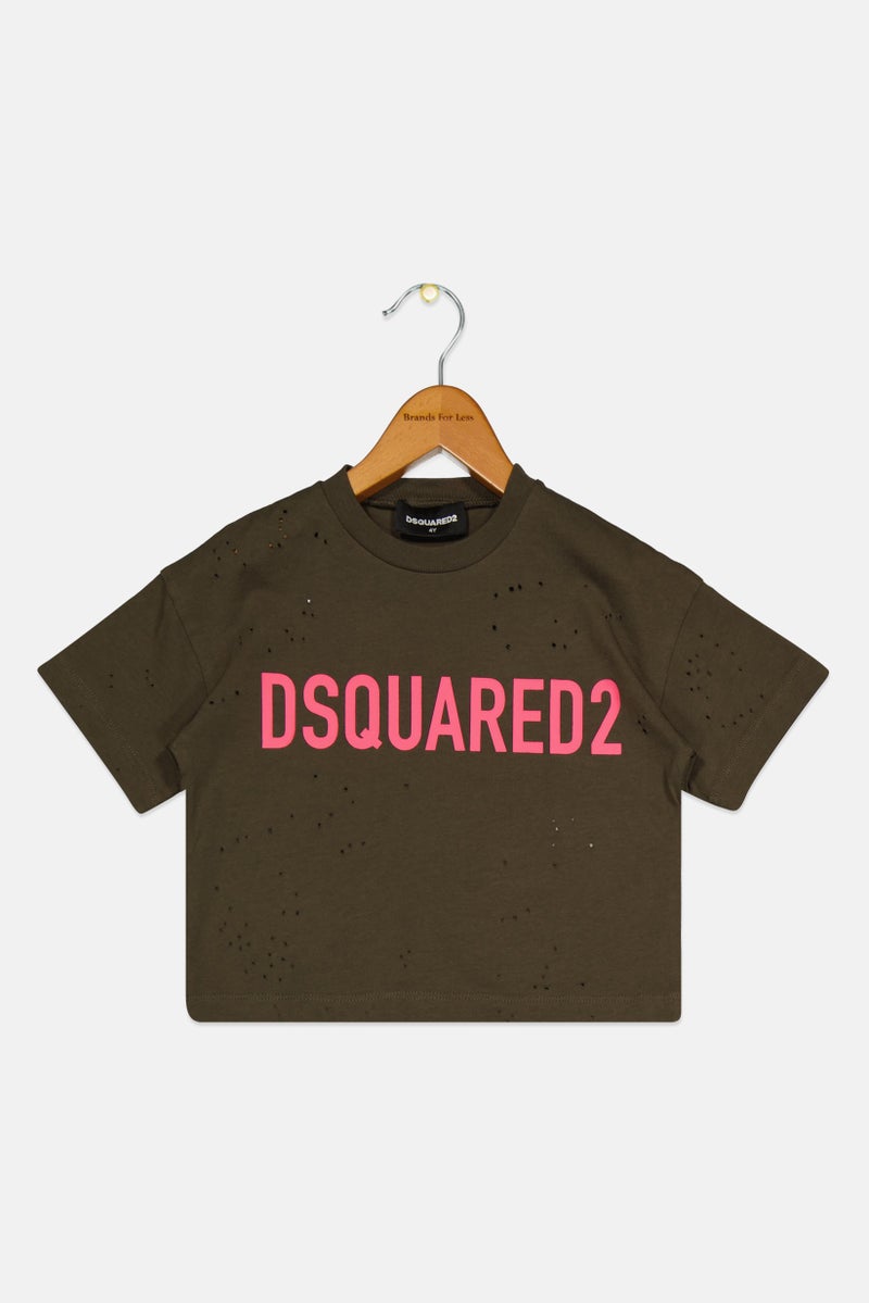 DSQUARED2 Toddlers Boy Short Sleeves Brand Logo T-Shirt, Dark Olive - Image 1