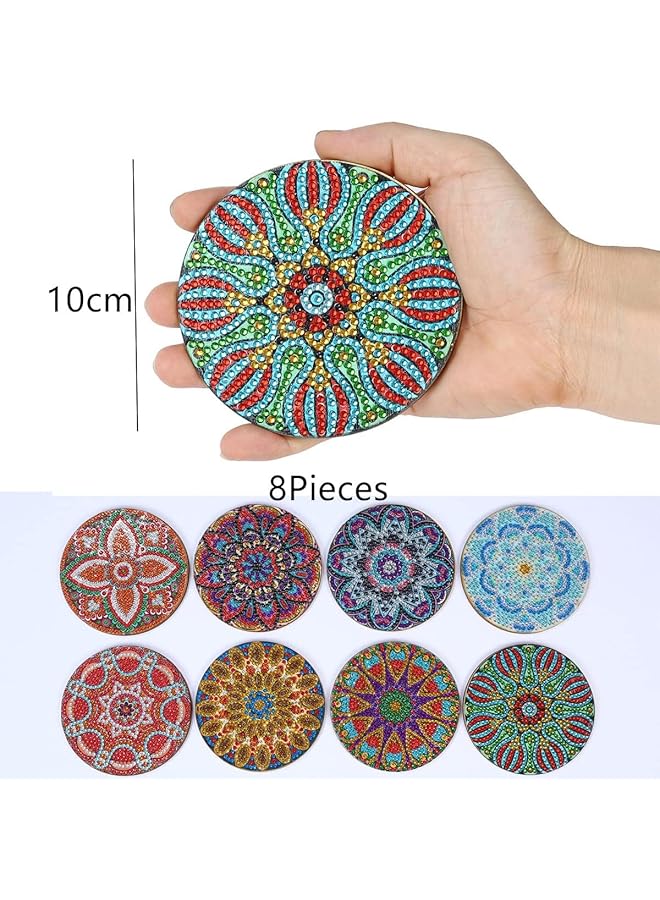 إيروريكس مجموعة من 8 قطع من ماندالا الماسية 5D DIY مع حامل أكواب المشروبات ومفارش الطاولة غير القابلة للانزلاق للأطفال والكبار ومستلزمات ديكور المنزل وتناول الطعام - Image 5