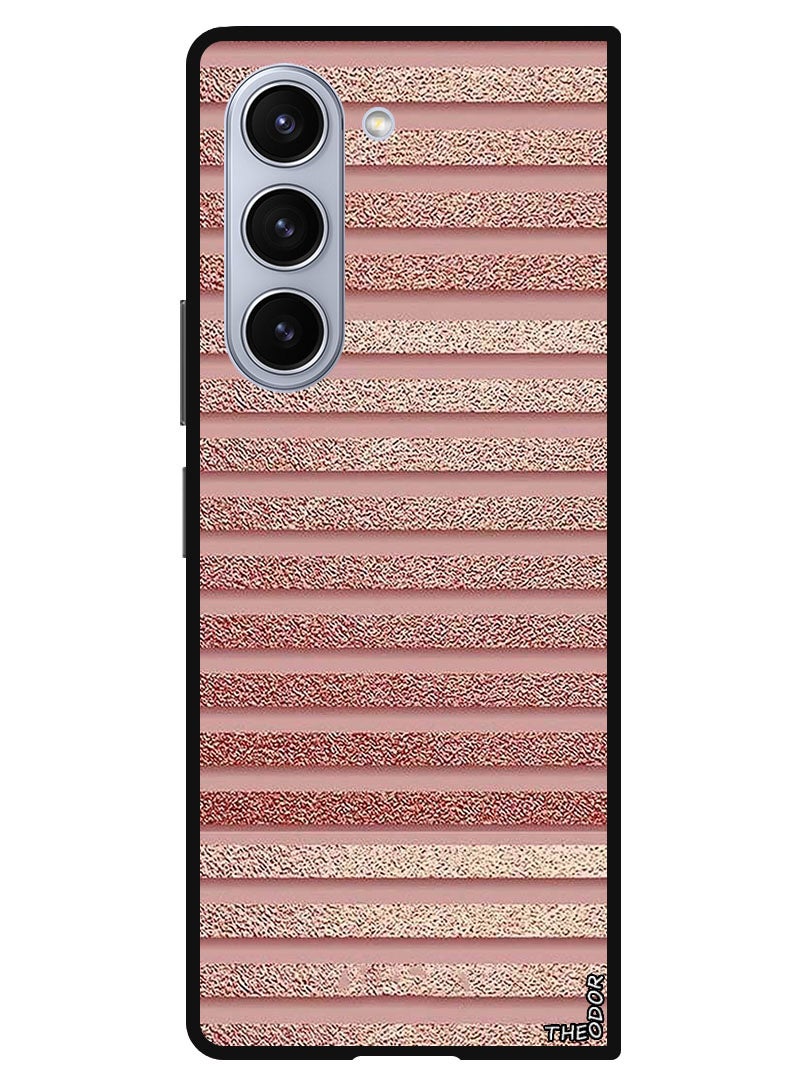 Theodor Protective Case Anti Scratch Shock Proof Bumper Cover For Samsung Galaxy Z Fold 6 Pink Glitter Strips - Image 1