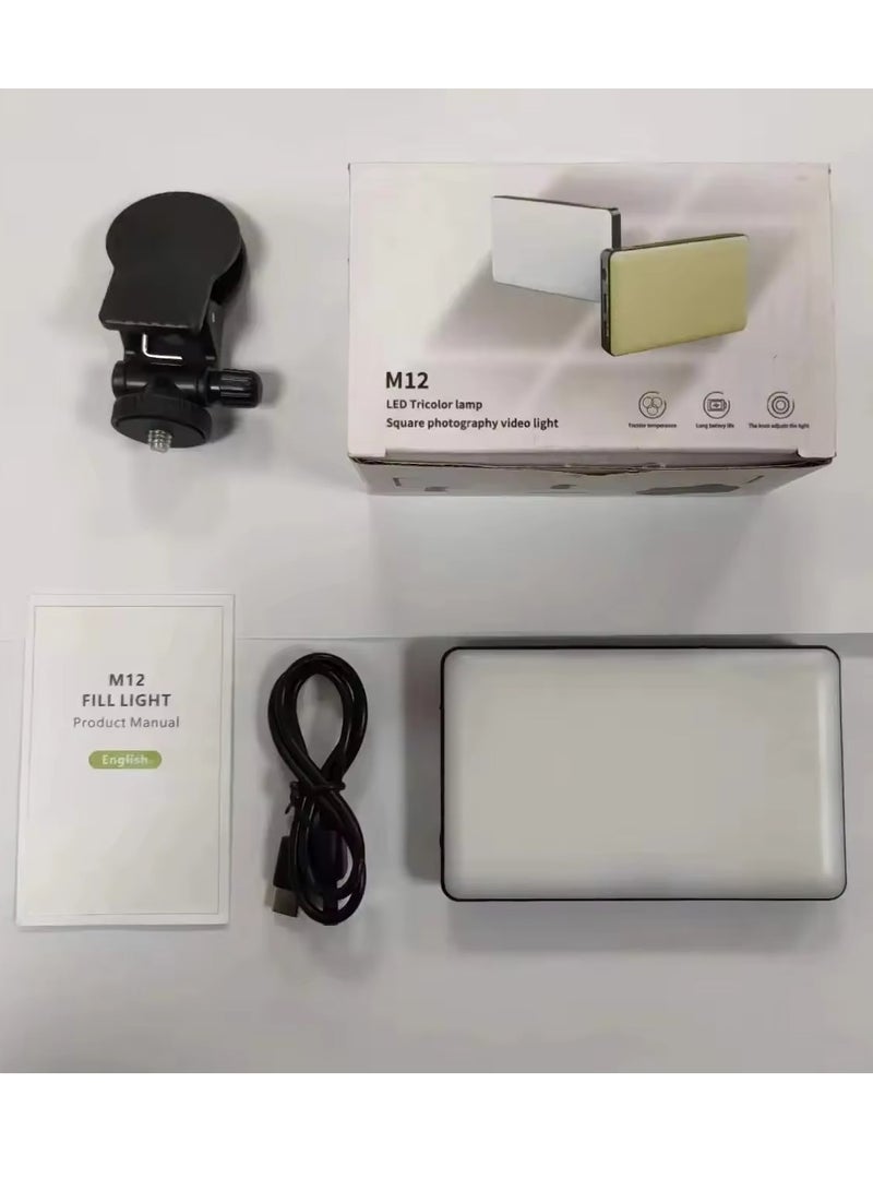 M12 Rechargeable Square Photography Phone Clip LED Fill Light Streaming Makeup Webcam Lighting Zoom Call Pocket Video Light - Image 2