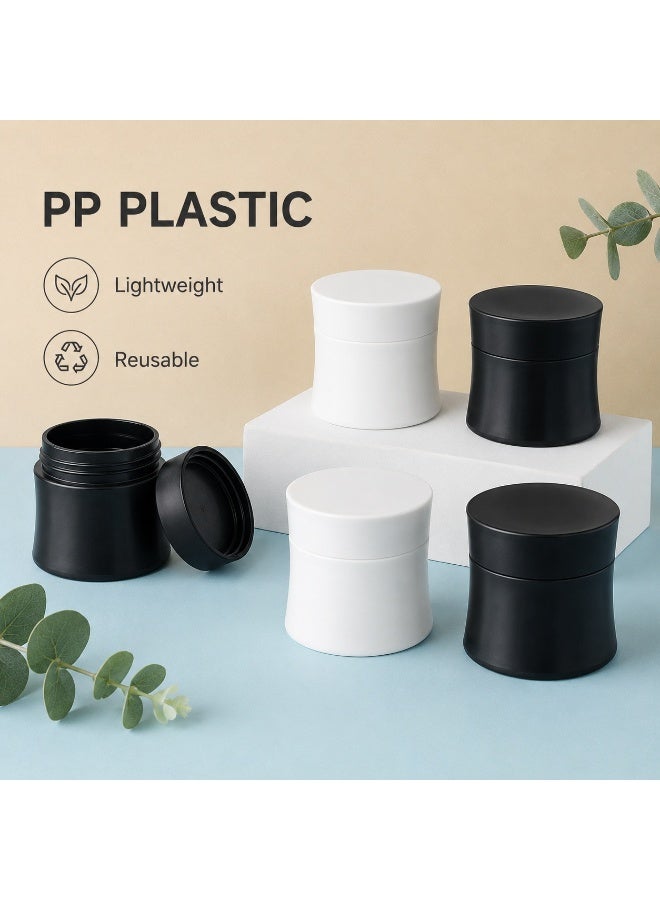 LYNLYN 10 PCS Cosmetic Jars, Empty Cream Containers, 5 Black And 5 White PP Plastic Travel Sample Pots, Reusable Balm Powder Storage Jars - Image 3