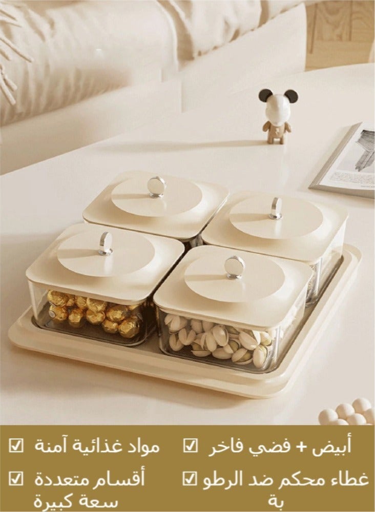 صُممت صينية  الشفافة لتخزين المكسرات والوجبات لتكون الاختيار الأمثل للعائلات العصرية! تصاميمنا المبتكرة تجمع بين المتانة والأناقة، حيث صُنعت من مادة PET-ABS عالية الجودة وآمنة للطعام. الأغطية المحكمة تحافظ على نضارة المكسرات، الفواكه، أو الحلويات وتحميها من العوالق والرطوبة.  سواء كنتِ تستخدمينها في حفلاتك أو كديكور في غرفة المعيشة، صينية Nehem تضيف لمسة فاخرة بفضل حوافها الذهبية وتصميمها البلوري الشفاف. يمكنكِ تخصيص كل قسم لتخزين أنواع مختلفة—من الفشار وصلصات التغميس إلى المجوهرات الصغيرة!  سهلة التنظيف بالماء أو المنديل، وتناسب جميع مساحات المطبخ أو الطاولات. اختاري Neham لجودة لا تُضاهى وأناقة تدوم طويلاً—منتجكِ المثالي لجعل الحياة اليومية أكثر تنظيماً وإشراقاً! ❤️ - Image 3