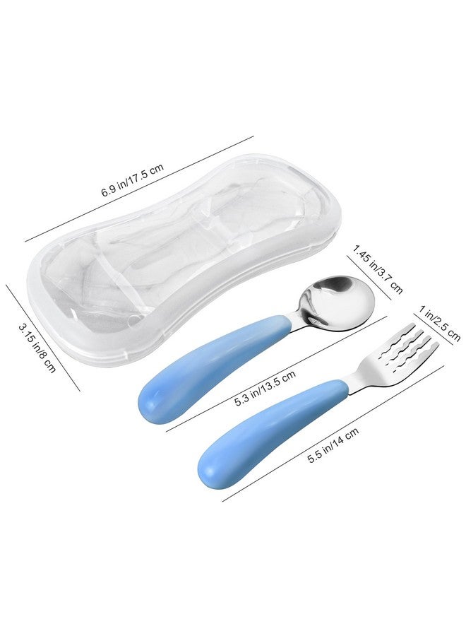 VANRA 2 Pieces Toddler Fork And Spoon Set With Travel Case 188 Stainless Steel Toddler Utensils Kids Silverware Children Flatware Child Cutlery Set For School Lunch Box (Blue) - Image 3