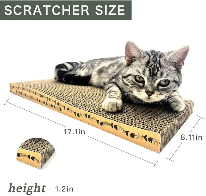 MECOOL Cat Scratcher Cardboard Scratching Pads Scratch Lounge Bed with Catnip 3PCS Reversible Corrugated Cardboard with Scratch Box - Image 3