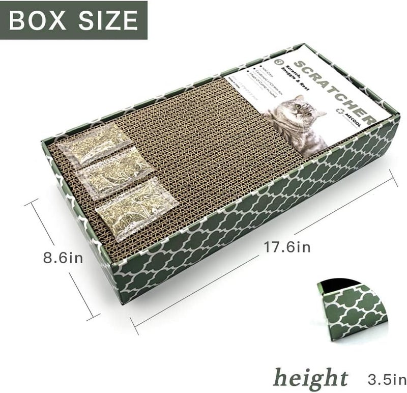MECOOL Cat Scratcher Cardboard Scratching Pads Scratch Lounge Bed with Catnip 3PCS Reversible Corrugated Cardboard with Scratch Box - Image 2