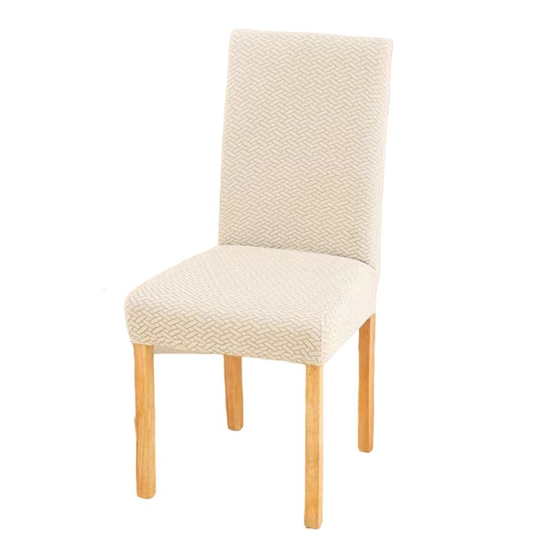 Styleys Elastic Chair Cover Stretch Removable Washable Short Jacquard Dining Chair Cover Protector Seat Slipcover (Pack of 1, Ivory, JCMC7) - Image 1