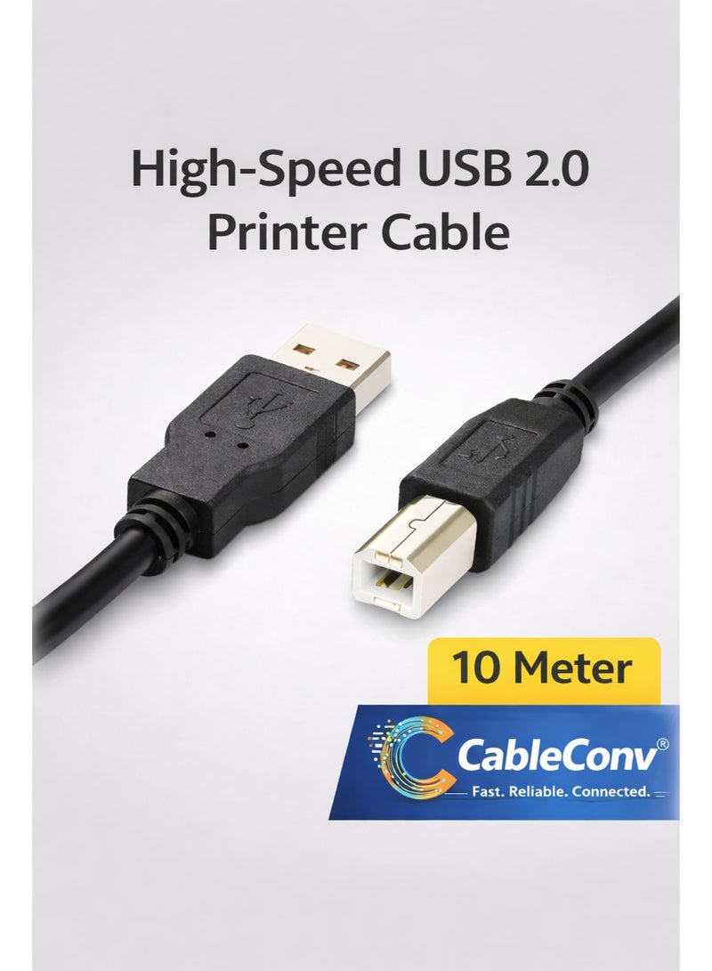 CABLE CONV Printer Cable, USB Printer Cord 2.0 Type A Male to B Male Cable Scanner Cord High Speed Compatible with HP, Canon, Dell, Epson, Lexmark, Xerox, Samsung and More Black - Image 1